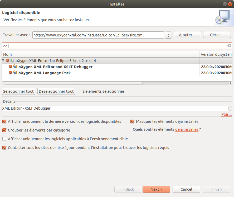 Installation de l’extension éditeur XML Oxygen