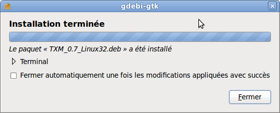 Fin de l’installation.