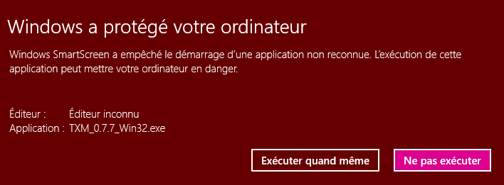 Avertissement de sécurité Internet SmartScreen