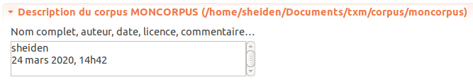 Paramètre `Description du corpus`.