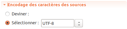 Paramètre `Encodage des caractères`.