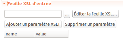 Paramètre `Feuille XSL d’entrée`.